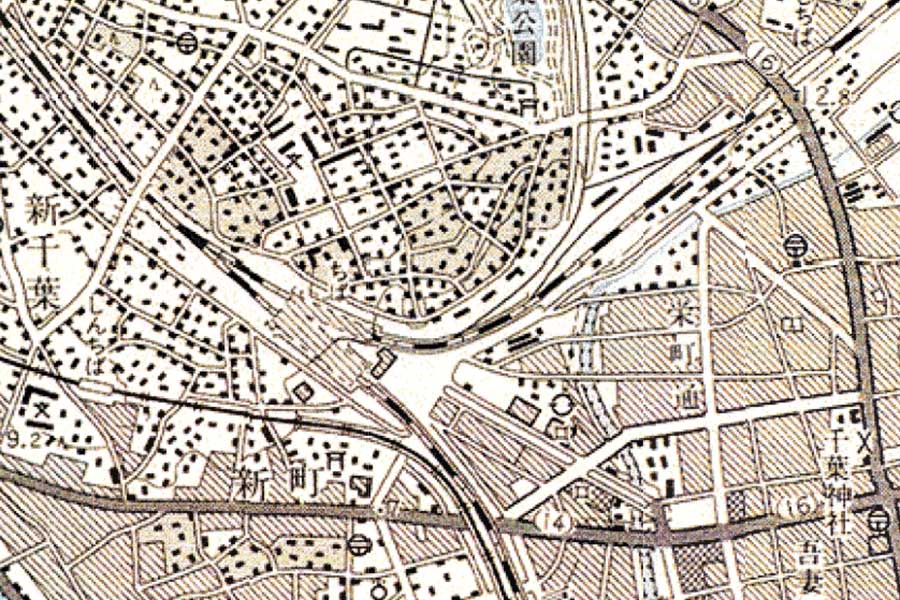 1970年頃の千葉駅周辺の地図（画像：国土地理院）