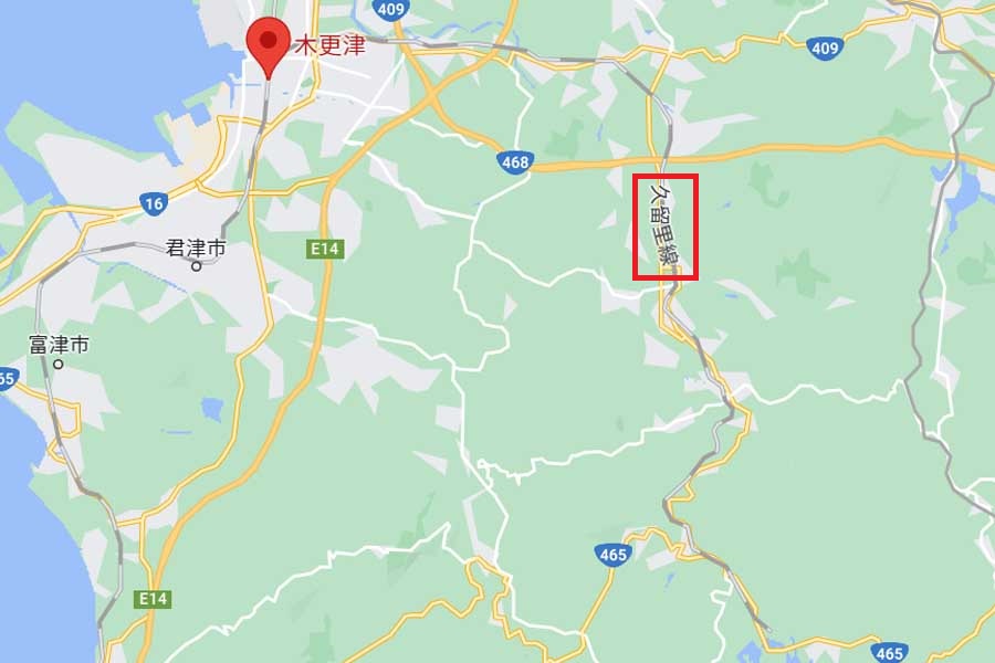 久留里線のルート（画像：(C)Google）