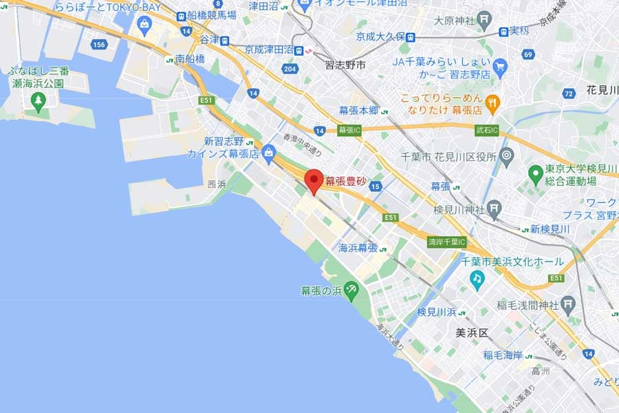 幕張豊砂駅の位置(画像:(C)Google)