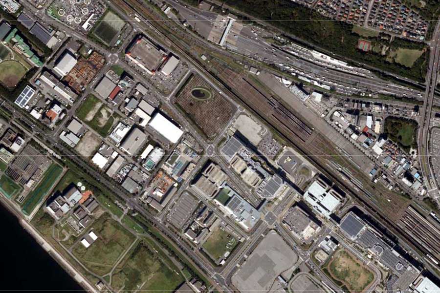 現在の幕張豊砂駅周辺の様子（画像：国土地理院）