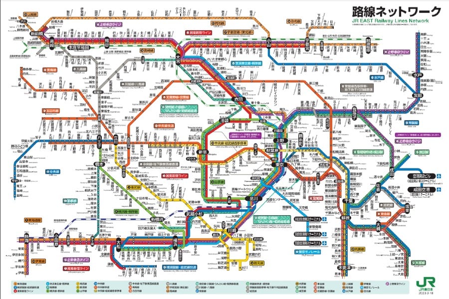 東京近郊のJR路線図（画像：JR東日本）