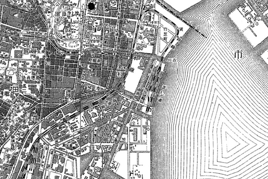 1932（昭和7）年発行の竹芝・日の出周辺地図（画像：国土地理院）