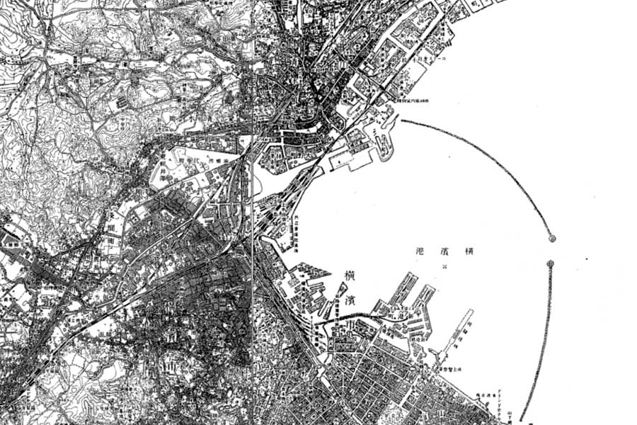 1925年（大正14）年発行の横浜港の地図（画像：国土地理院）