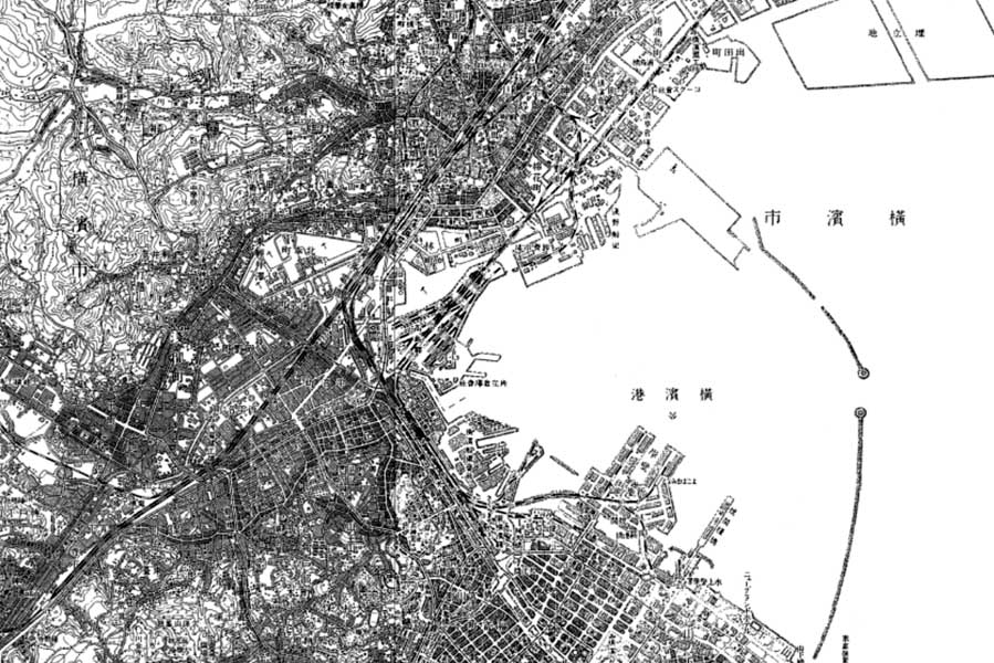 1932年（昭和7）年発行の横浜港の地図（画像：国土地理院）