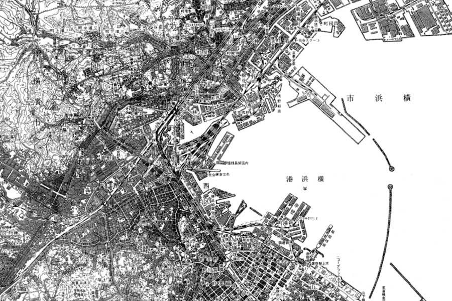 1947年（昭和22）年発行の横浜港の地図（画像：国土地理院）