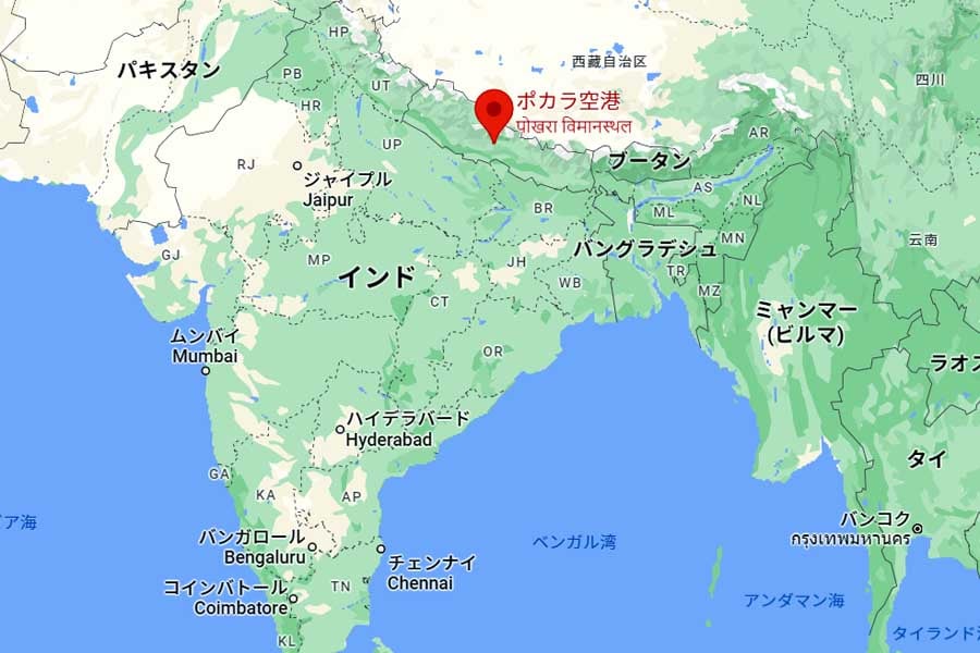 ポカラ空港（画像：(C)Google）