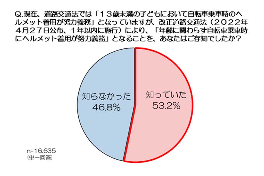 日常的に自転車を利用する全国の約1300人を対象に行われた「自転車用ヘルメット着用に関する実態調査」（画像：シナネンホールディングス）