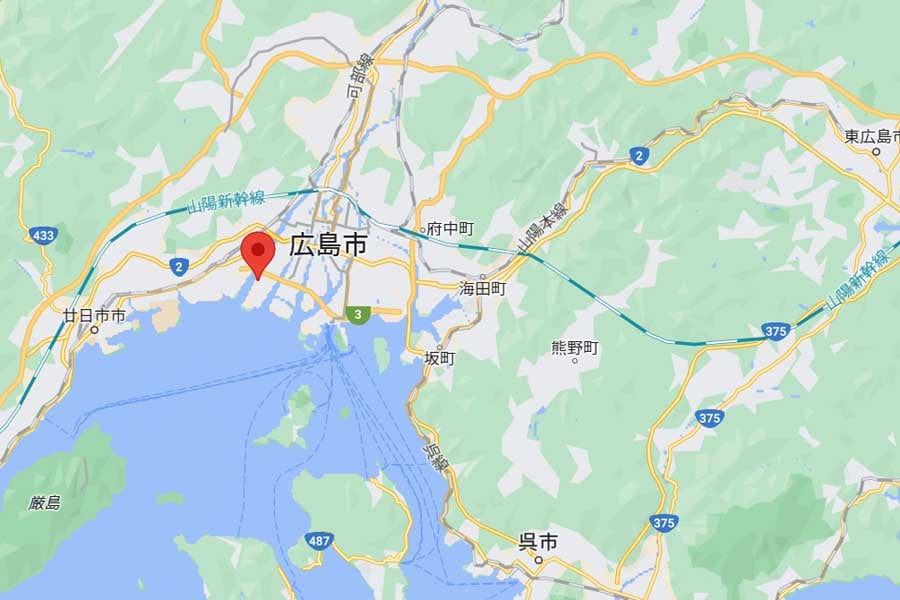 旧広島空港の位置（画像：(C)Google）
