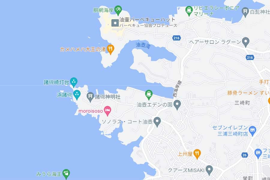 油壷エリア(画像:(C)Google)