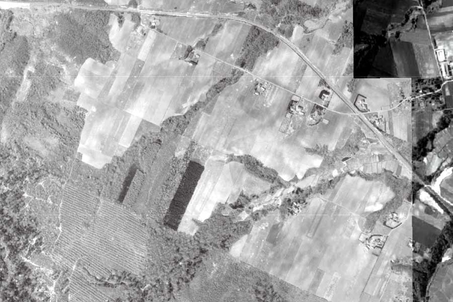 1963年頃の北海道ボールパークFビレッジ周辺の航空写真（画像：国土地理院）