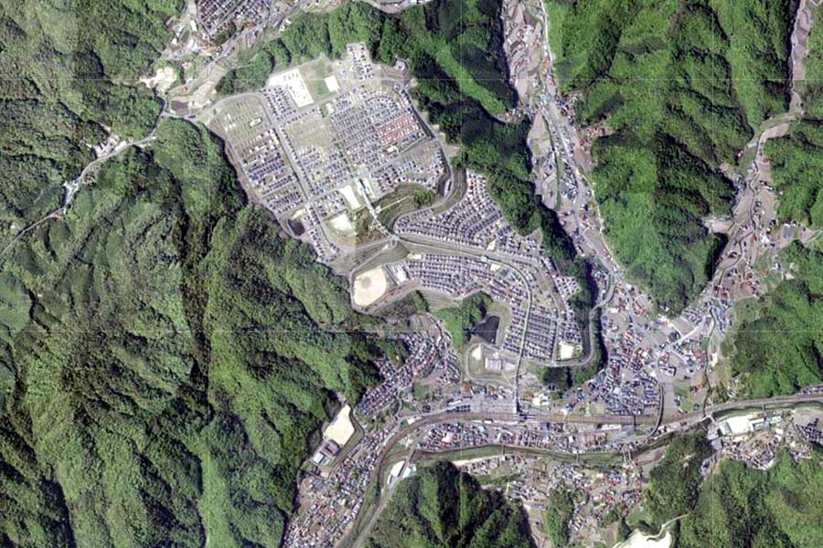 現在のスカイレール周辺の航空写真（画像：国土地理院）