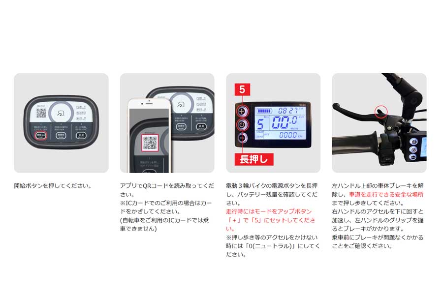 「東京EVバイクシェア」の借り方（画像：ドコモ・バイクシェア）