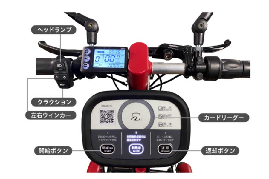 「東京EVバイクシェア」で使われるEVバイク（画像：ドコモ・バイクシェア）