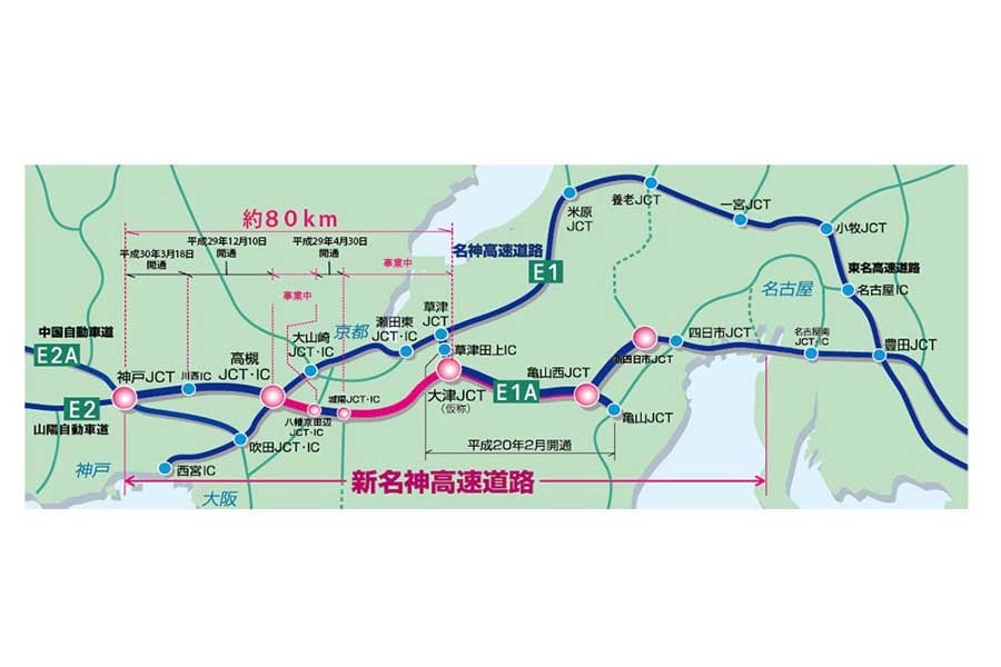 新名神高速道路の全体図(画像:NEXCO西日本)