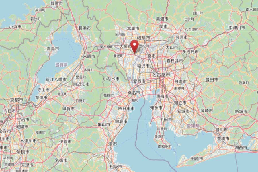 岐阜羽島駅の位置（画像：OpenStreetMap）