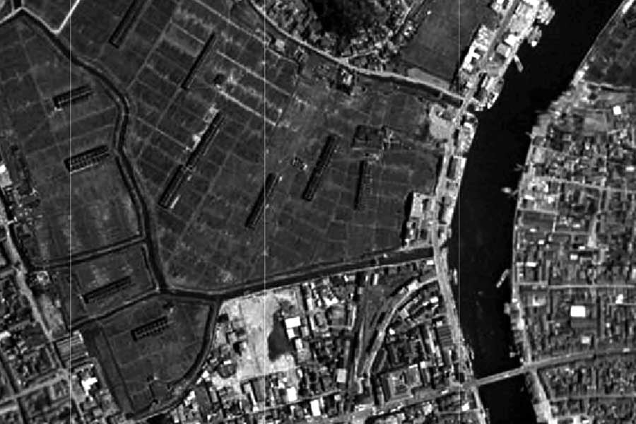 1963年頃の鳴門駅周辺の航空写真（画像：国土地理院）