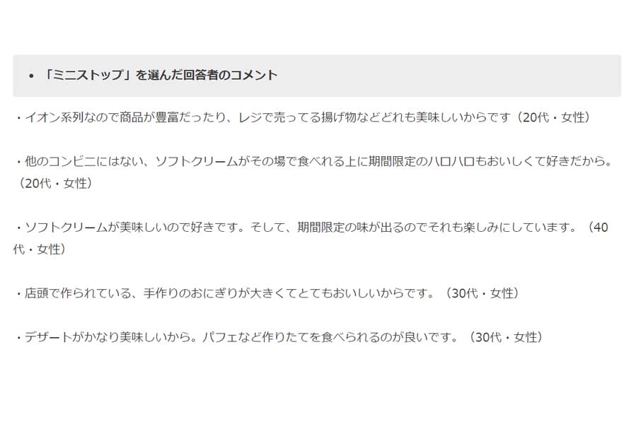 10代から60代までの男女100人に聞いた「好きなコンビニ」に関するアンケート（画像：ベストアクティ）