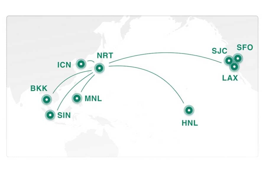 ジップエアの運航路線（画像：ジップエア）