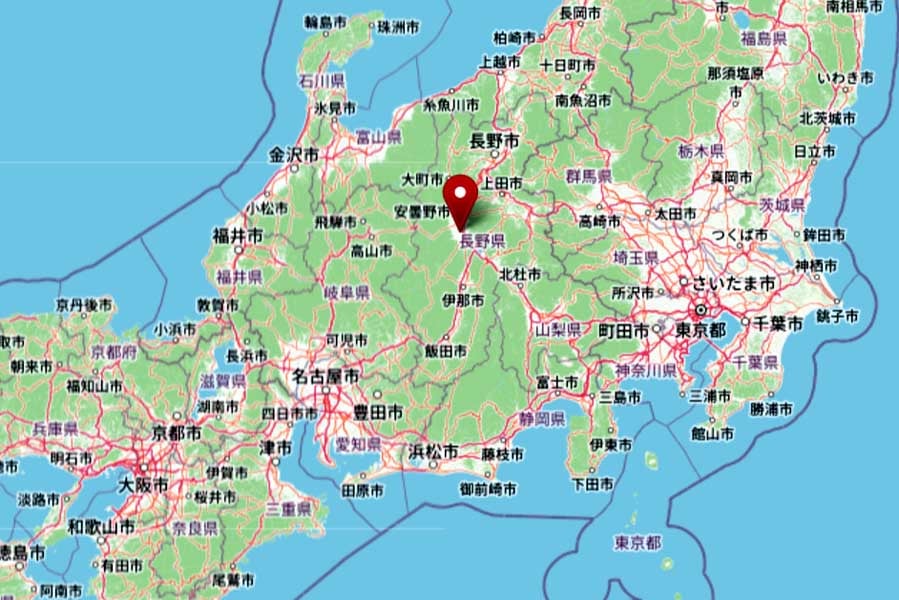 松本空港の位置（画像：OpenStreetMap）