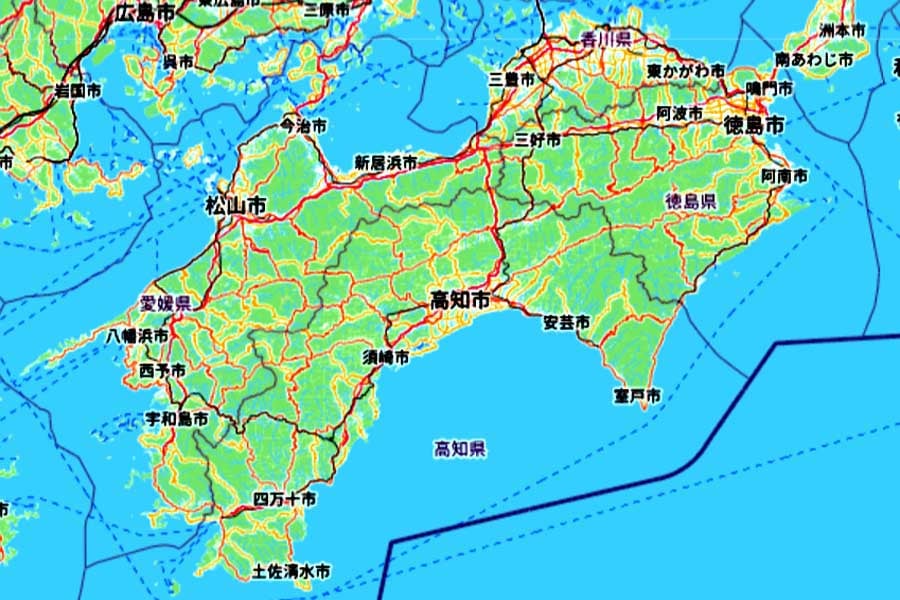 四国(画像:OpenStreetMap)