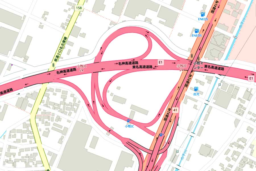 「小牧IC」（画像：OpenStreetMap）