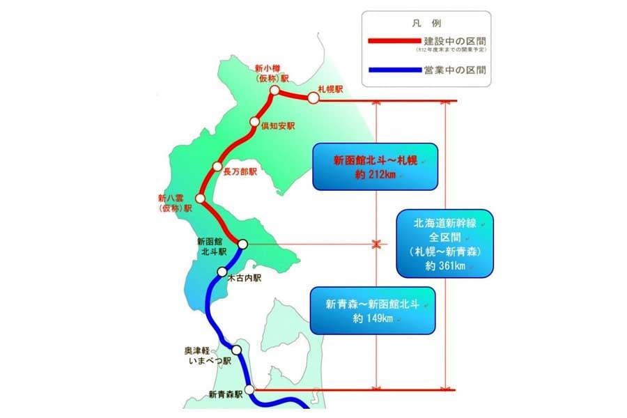 北海道新幹線のルート(画像:札幌市)