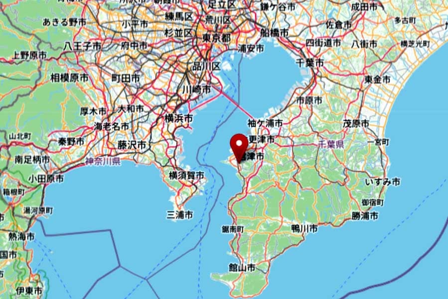 富津市(画像:OpenStreetMap)