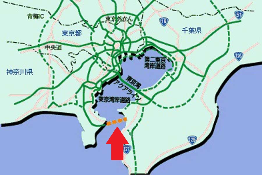 東京湾口道路の「ルート」（画像：鹿島）