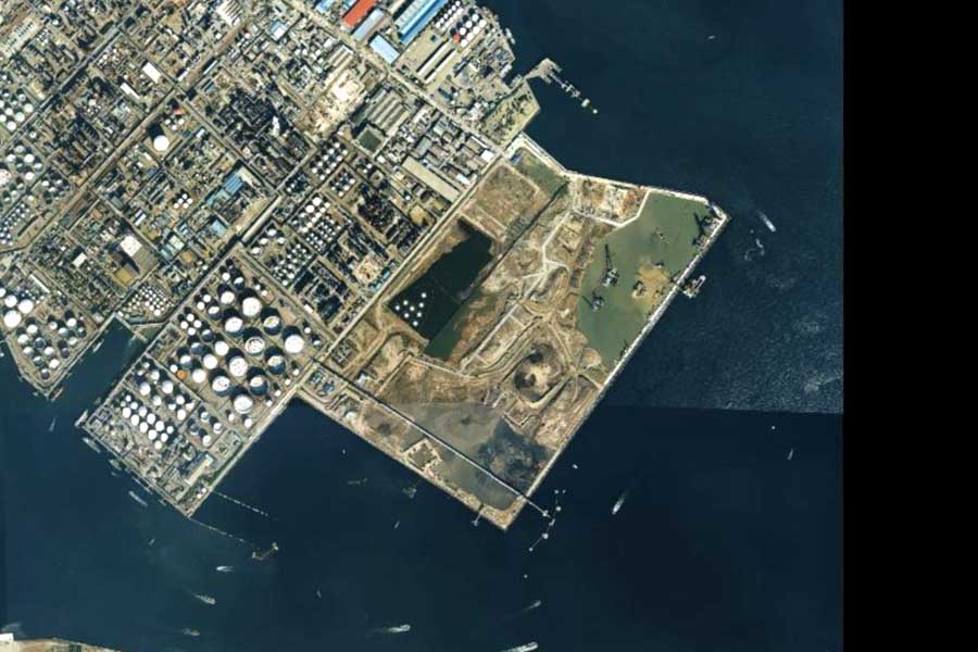 1990年頃の「浮島ジャンクション」周辺の航空写真（画像：国土地理院）