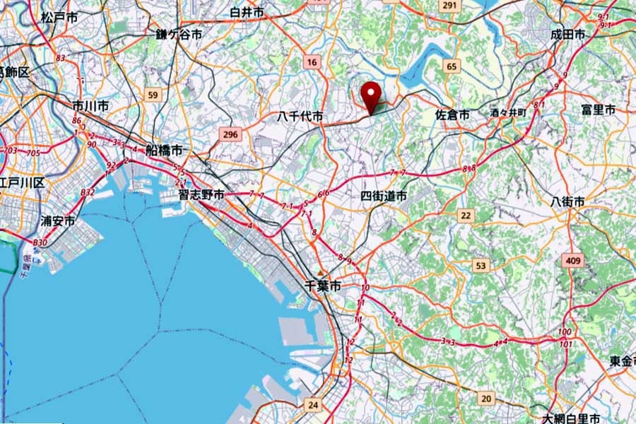 ユーカリが丘駅の位置（画像：OpenStreetMap）