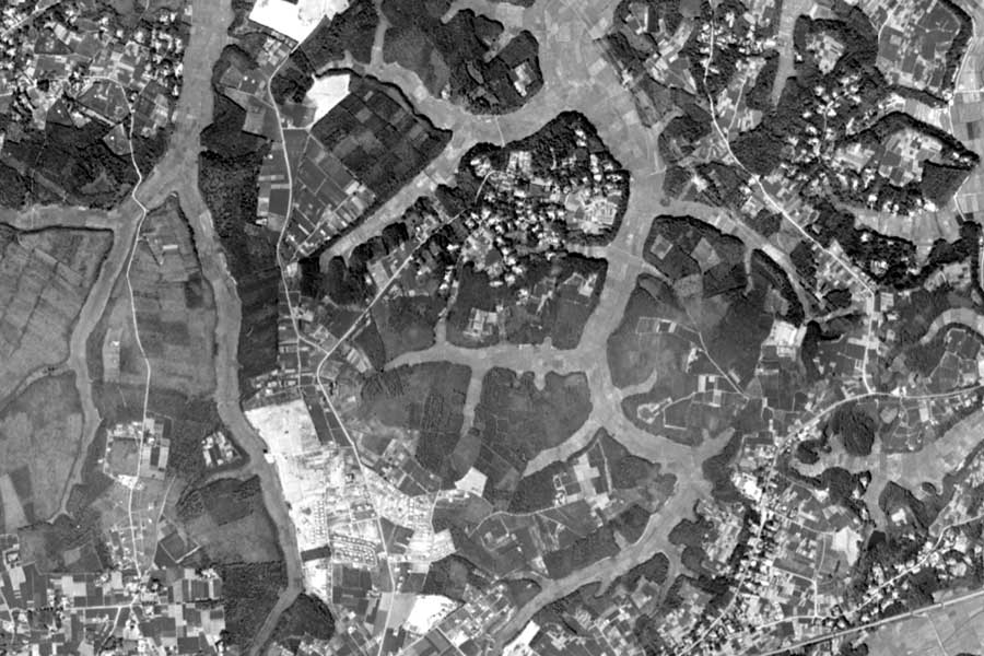 1963年頃の「ユーカリが丘」周辺の航空写真（画像：国土地理院）