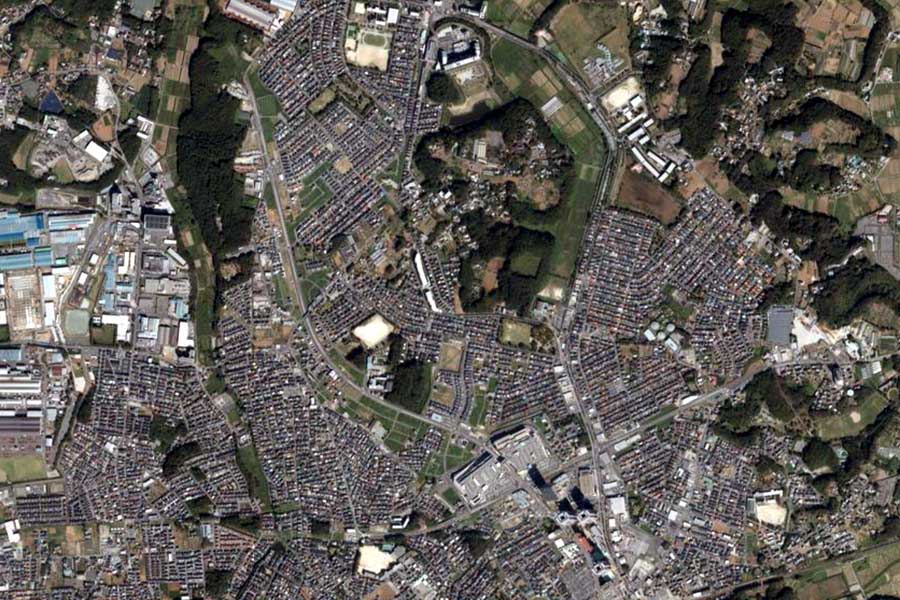 現在の「ユーカリが丘」周辺の航空写真（画像：国土地理院）