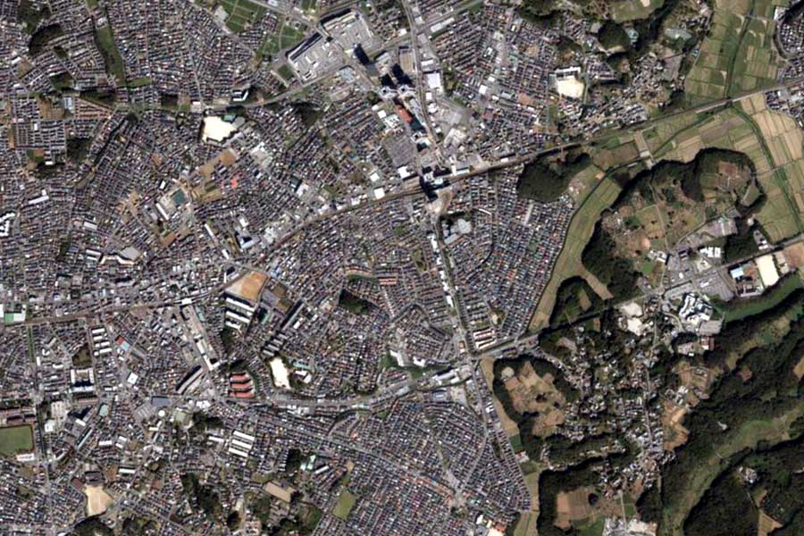 現在の「ユーカリが丘」周辺の航空写真（画像：国土地理院）