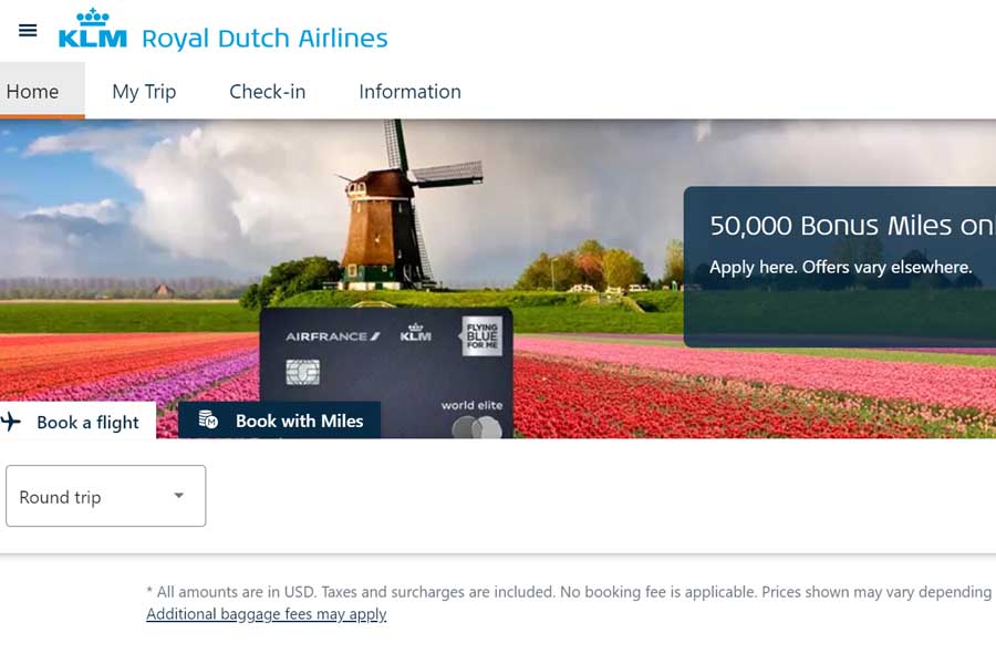 KLMオランダ航空のウェブサイト（画像：写真AC）