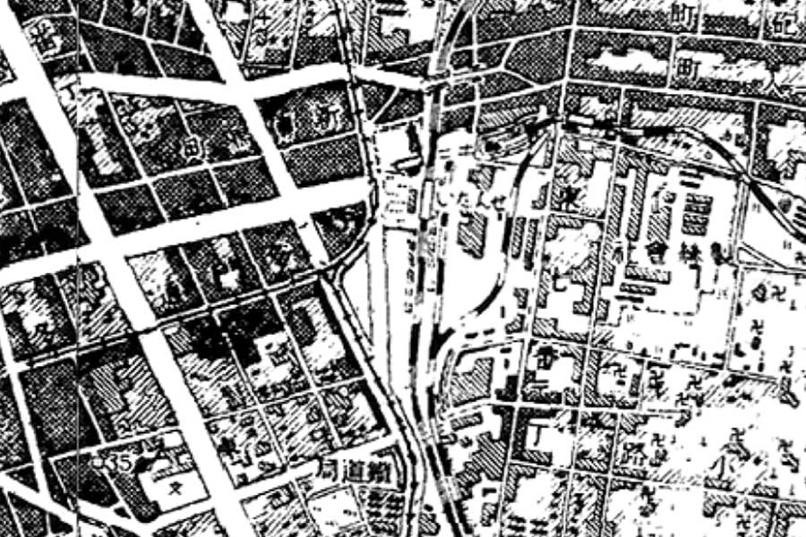 1950年頃の「仙台駅」周辺の地図（画像：国土地理院）