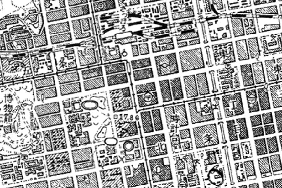 1950年頃の「札幌駅」周辺の地図（画像：国土地理院）