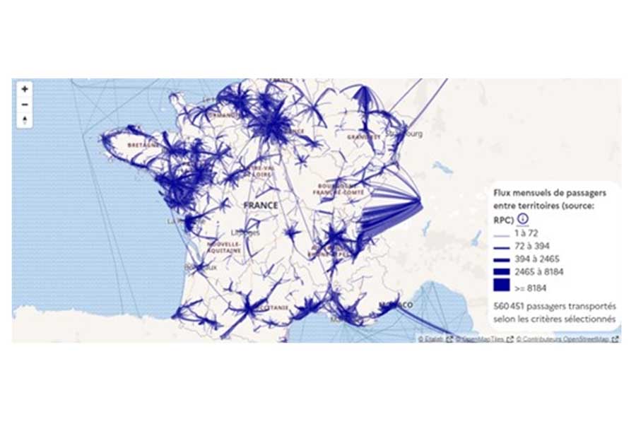 相乗り月間移動人数の分布（画像：フランス政府）