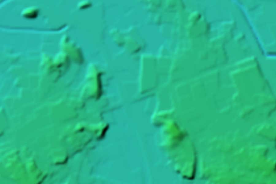 現在の「国際通り」周辺の地形（画像：国土地理院）