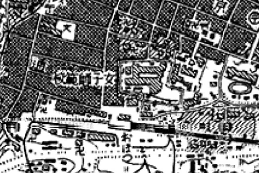 1930年頃の「大津駅」周辺の地図（画像：国土地理院）