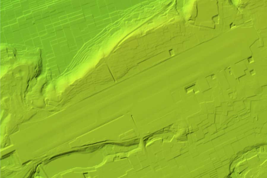 現在の「熊本空港」周辺の地形（画像：国土地理院）