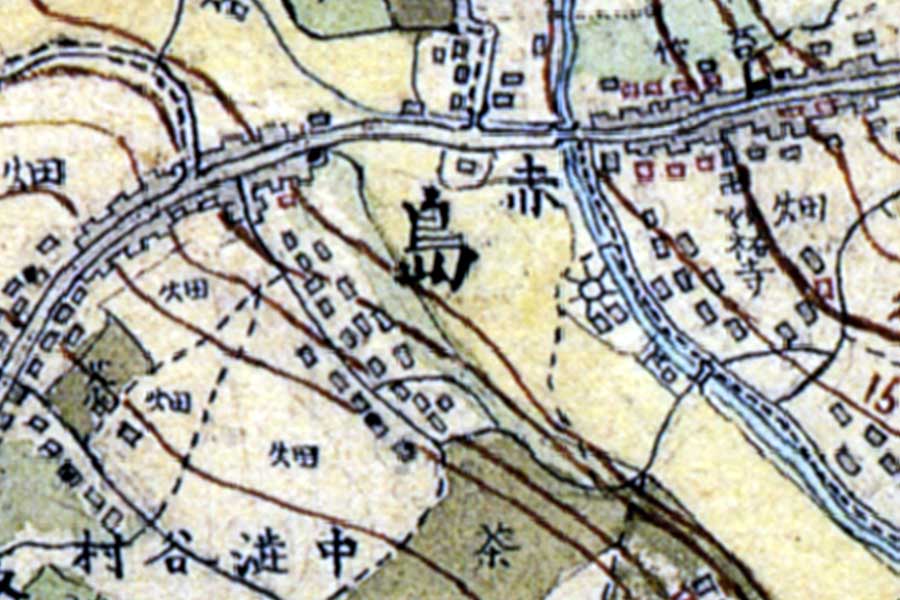 明治初期の「渋谷駅」周辺の地図（画像：国土地理院）