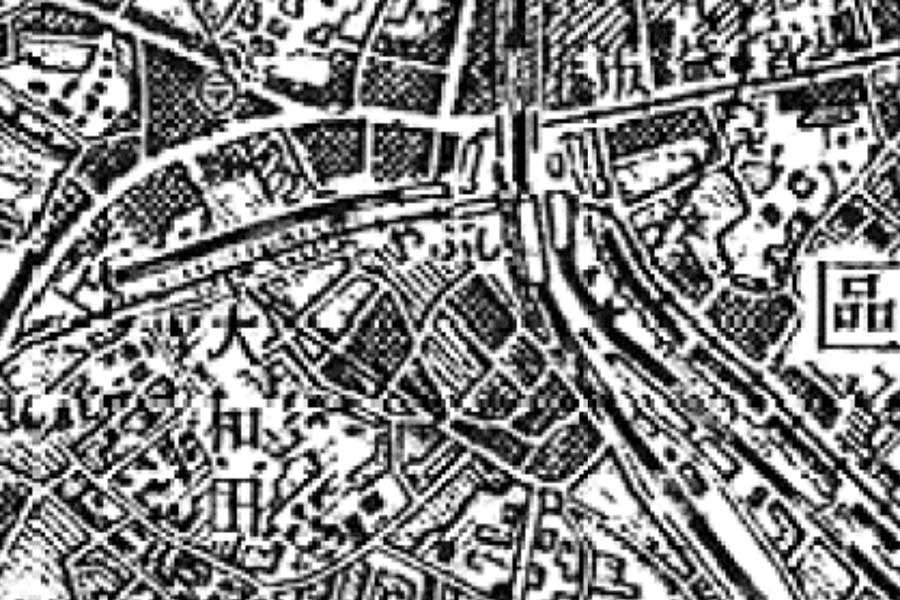 1950年頃の「渋谷駅」周辺の地図（画像：国土地理院）