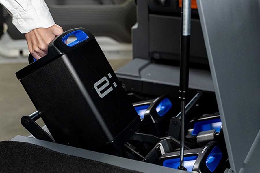 実証で使用する交換式バッテリー「Mobile Power Pack e：」（画像：本田技研工業）