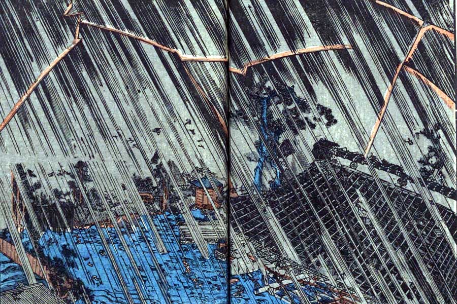 江戸を襲った台風を描いた『安政風聞集』（画像：国立公文書館）