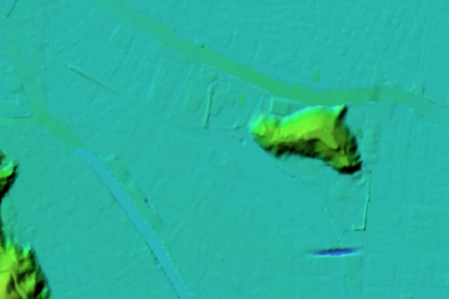 現在の「徳島駅」周辺の地形（画像：国土地理院）