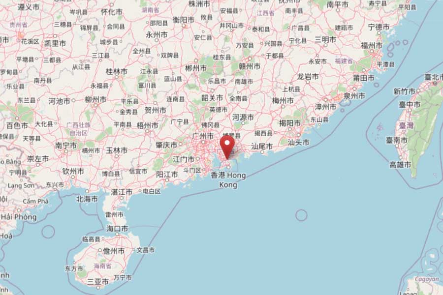 深セン（画像：OpenStreetMap）