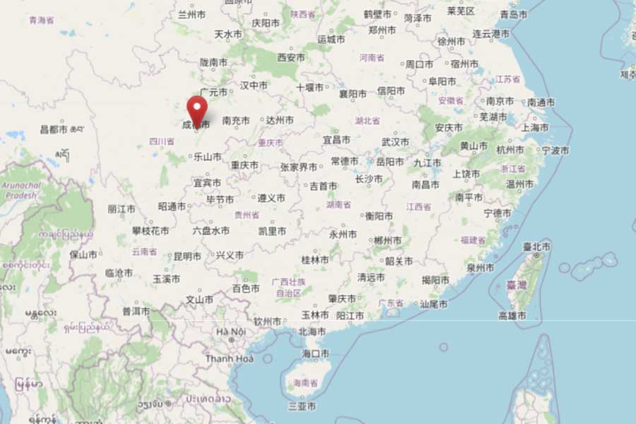 成都（画像：OpenStreetMap）