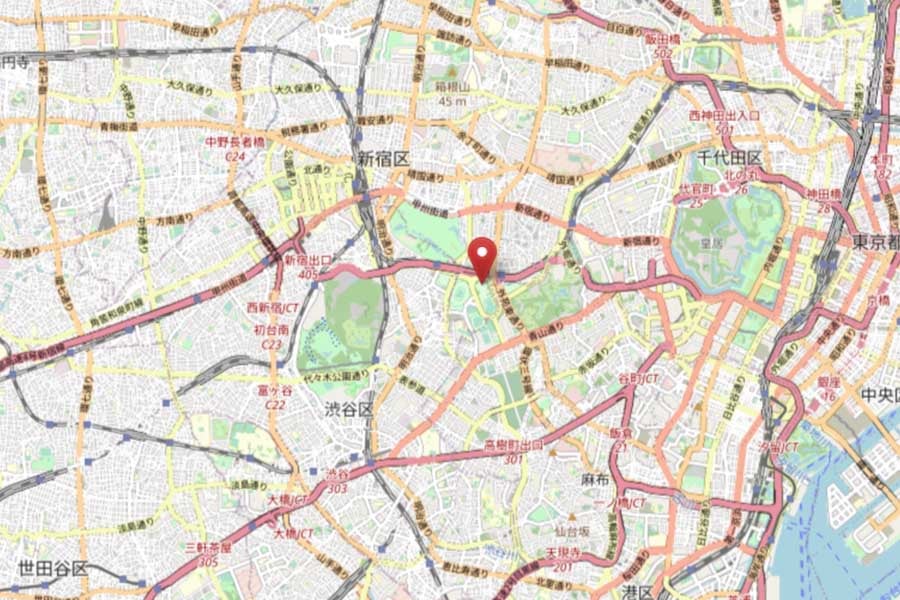 聖徳記念絵画館の位置（画像：OpenStreetMap）