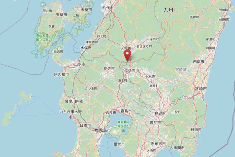 矢岳駅の位置（画像：OpenStreetMap）