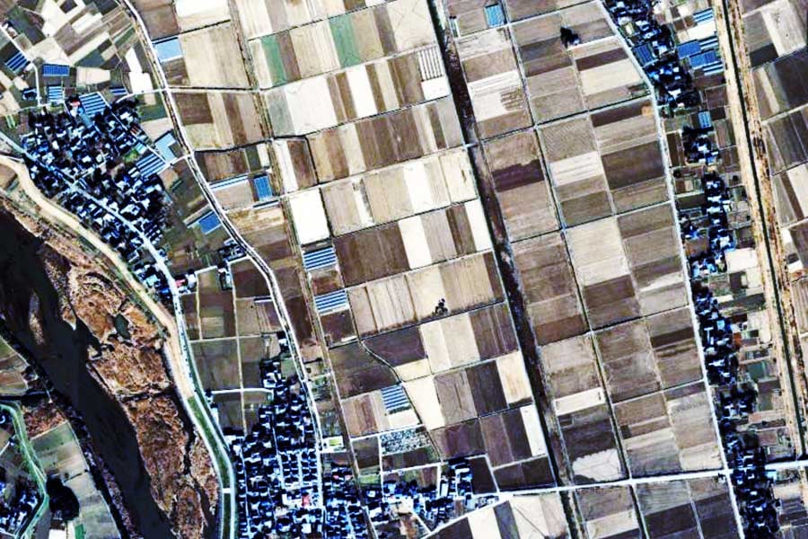 1985年頃の「常総IC」周辺の航空写真（画像：国土地理院）